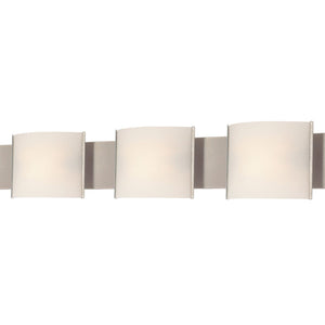 Atlas Pannelli 4-Light Vanity Fixture - Elegant Glass Shades in Durable Brushed Metal for Modern Spaces Stainless Steel 52'' WL11394-SV
