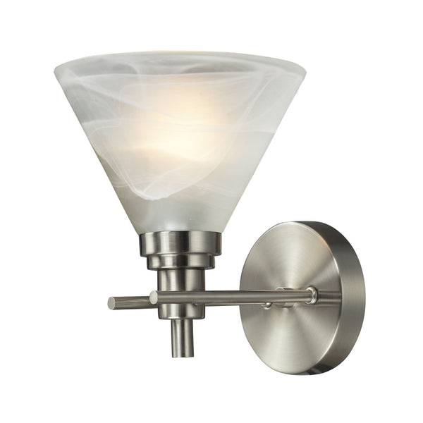 Atlas Pemberton 9'' High 1-Light Sconce - Modern Brushed Nickel with Tapered Marbleized Glass Shade WL11399-NK
