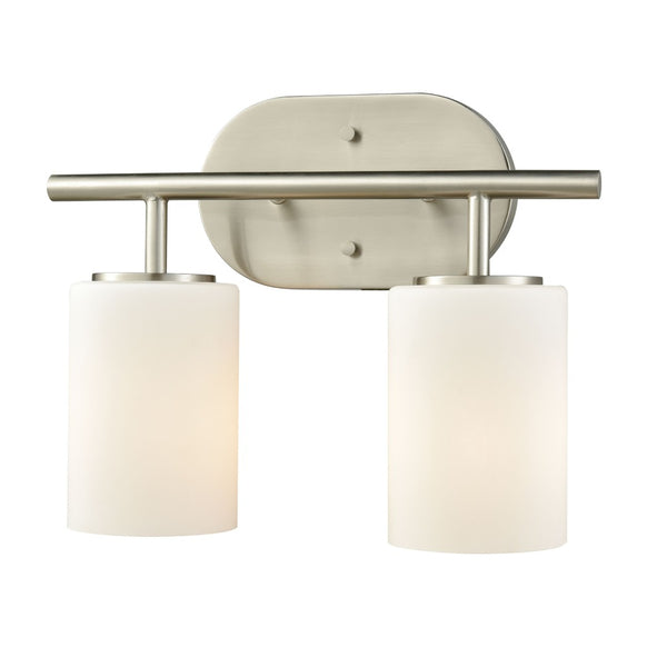 Atlas Pemlico 2-Light Vanity Fixture - Timeless Opal Glass Shades for Elegant Bathroom Illumination Satin Nickel WL11400-NK
