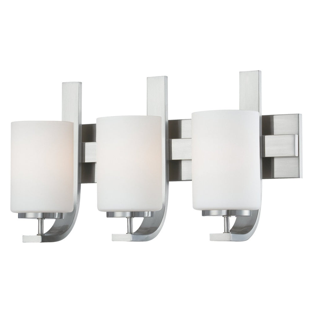 Atlas Pendenza Elegant 3-Light Vanity Light Fixture with Fabric and Glass Shades for Illuminating Style Brushed Nickel 20'' WL11405-NK