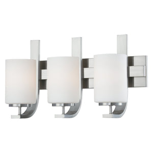 Atlas Pendenza Elegant 3-Light Vanity Light Fixture with Fabric and Glass Shades for Illuminating Style Brushed Nickel 20'' WL11405-NK