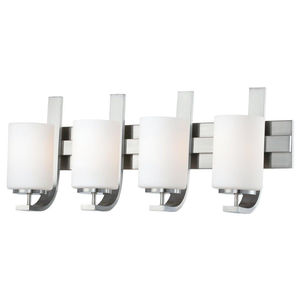 Atlas Pendenza Elegant 3-Light Vanity Light Fixture with Fabric and Glass Shades for Illuminating Style Brushed Nickel 20'' WL11405-NK