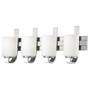 Atlas Pendenza Elegant 3-Light Vanity Light Fixture with Fabric and Glass Shades for Illuminating Style Brushed Nickel 27'' WL11406-NK