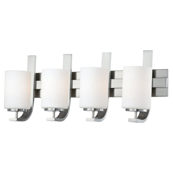 Atlas Pendenza Elegant 3-Light Vanity Light Fixture with Fabric and Glass Shades for Illuminating Style Brushed Nickel 27'' WL11406-NK