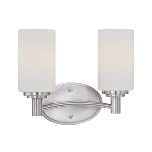 Atlas Pittman 2-Light Vanity Light Fixture - Modern Frosted Glass and Sleek Metal for Elegant Spaces Brushed Nickel 12'' WL11408-NK