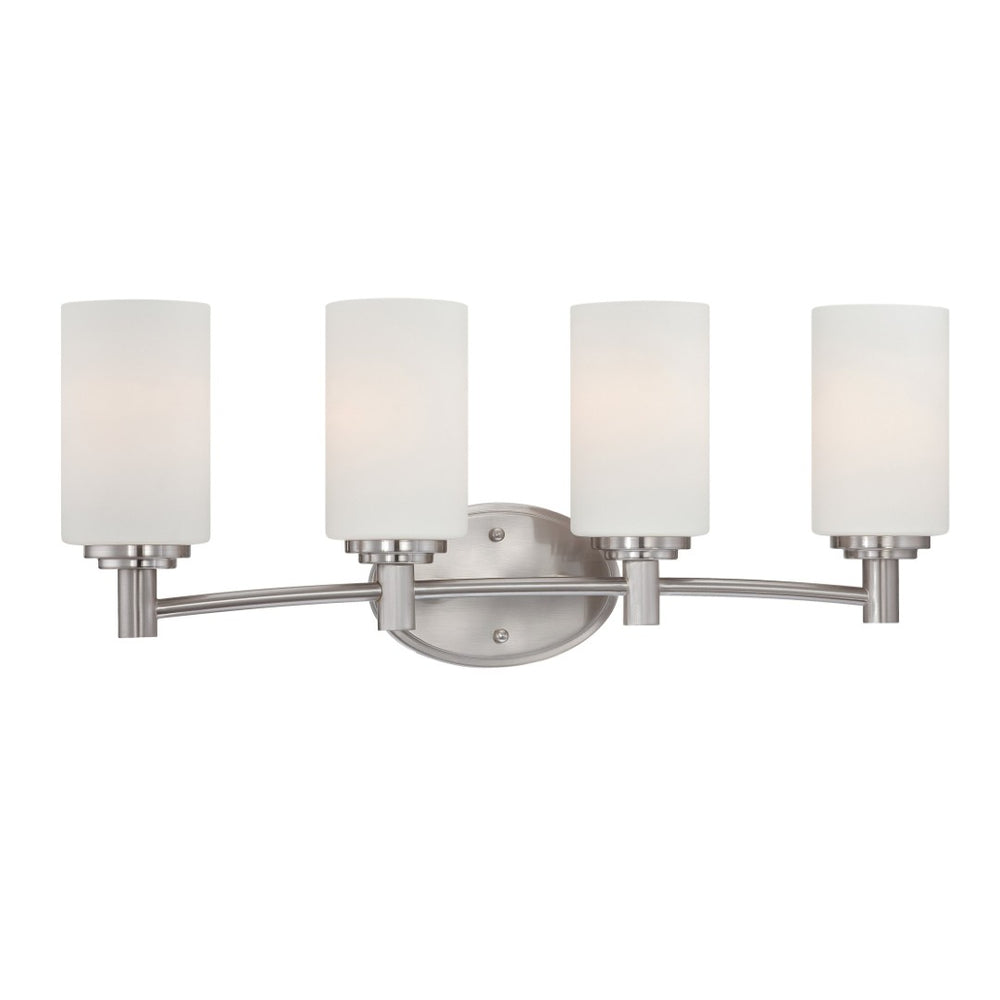 Atlas Pittman 2-Light Vanity Light Fixture - Modern Frosted Glass and Sleek Metal for Elegant Spaces Brushed Nickel 24'' WL11410-NK