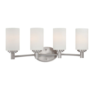 Atlas Pittman 2-Light Vanity Light Fixture - Modern Frosted Glass and Sleek Metal for Elegant Spaces Brushed Nickel 24'' WL11410-NK