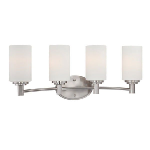Atlas Pittman 2-Light Vanity Light Fixture - Modern Frosted Glass and Sleek Metal for Elegant Spaces Brushed Nickel 24'' WL11410-NK