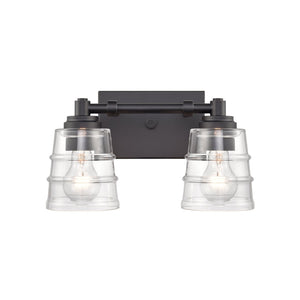 Atlas Pulsate 2-Light Vanity Light - Modern Minimalist Design for Chic Bathroom Illumination and Style Matte Black 13'' WL11416-BK