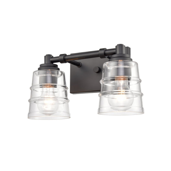 Atlas Pulsate 2-Light Vanity Light - Modern Minimalist Design for Chic Bathroom Illumination and Style Matte Black 13'' WL11416-BK