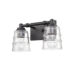 Atlas Pulsate 2-Light Vanity Light - Modern Minimalist Design for Chic Bathroom Illumination and Style Matte Black 13'' WL11416-BK