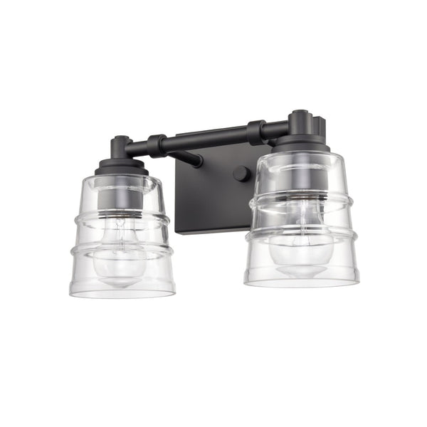 Atlas Pulsate 2-Light Vanity Light - Modern Minimalist Design for Chic Bathroom Illumination and Style Matte Black 13'' WL11416-BK
