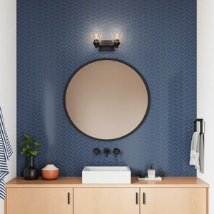 Atlas Pulsate 2-Light Vanity Light - Modern Minimalist Design for Chic Bathroom Illumination and Style Matte Black 13'' WL11416-BK