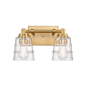 Atlas Pulsate 2-Light Vanity Light - Modern Minimalist Design for Chic Bathroom Illumination and Style Satin Brass 13'' WL11416-BS