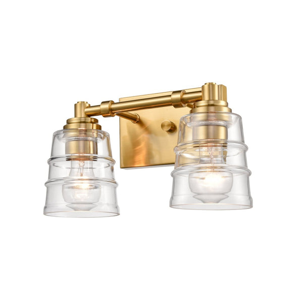 Atlas Pulsate 2-Light Vanity Light - Modern Minimalist Design for Chic Bathroom Illumination and Style Satin Brass 13'' WL11416-BS