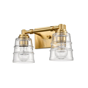 Atlas Pulsate 2-Light Vanity Light - Modern Minimalist Design for Chic Bathroom Illumination and Style Satin Brass 13'' WL11416-BS