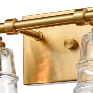 Atlas Pulsate 2-Light Vanity Light - Modern Minimalist Design for Chic Bathroom Illumination and Style Satin Brass 13'' WL11416-BS