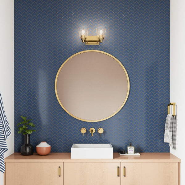 Atlas Pulsate 2-Light Vanity Light - Modern Minimalist Design for Chic Bathroom Illumination and Style Satin Brass 13'' WL11416-BS