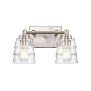 Atlas Pulsate 2-Light Vanity Light - Modern Minimalist Design for Chic Bathroom Illumination and Style Satin Nickel 13'' WL11416-NK