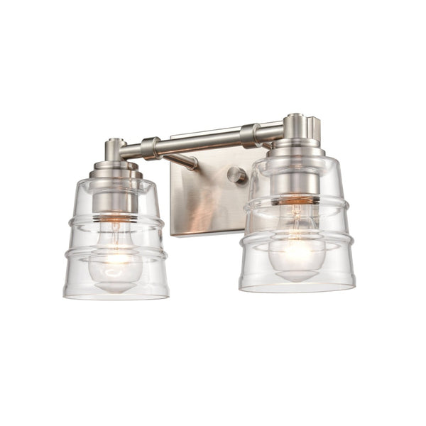 Atlas Pulsate 2-Light Vanity Light - Modern Minimalist Design for Chic Bathroom Illumination and Style Satin Nickel 13'' WL11416-NK