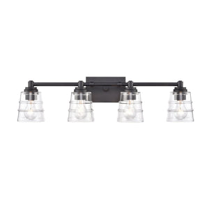 Atlas Pulsate 2-Light Vanity Light - Modern Minimalist Design for Chic Bathroom Illumination and Style Matte Black 30.25'' WL11417-BK