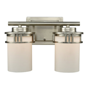 Atlas Ravendale 2-Light Vanity Light Fixture - Contemporary Design with Cylindrical Glass Shades, Ideal for Style Brushed Nickel 12'' WL11420-NK