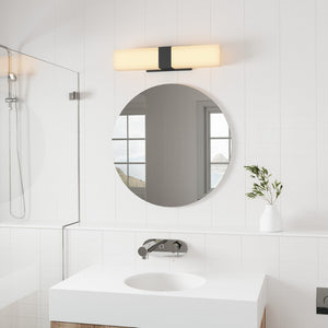 Atlas Reciprocate 2-Light Vanity Fixture - Contemporary Frosted Glass for Elegant Bathroom Illumination Matte Black WL11423-BK