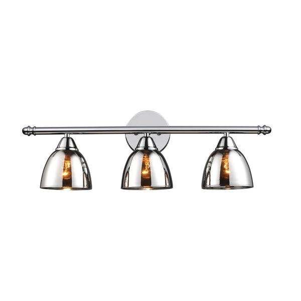 Atlas Reflections 3-Light Vanity Light Fixture - Polished Chrome with Curved Glass Shades for Modern Style WL11424-CH