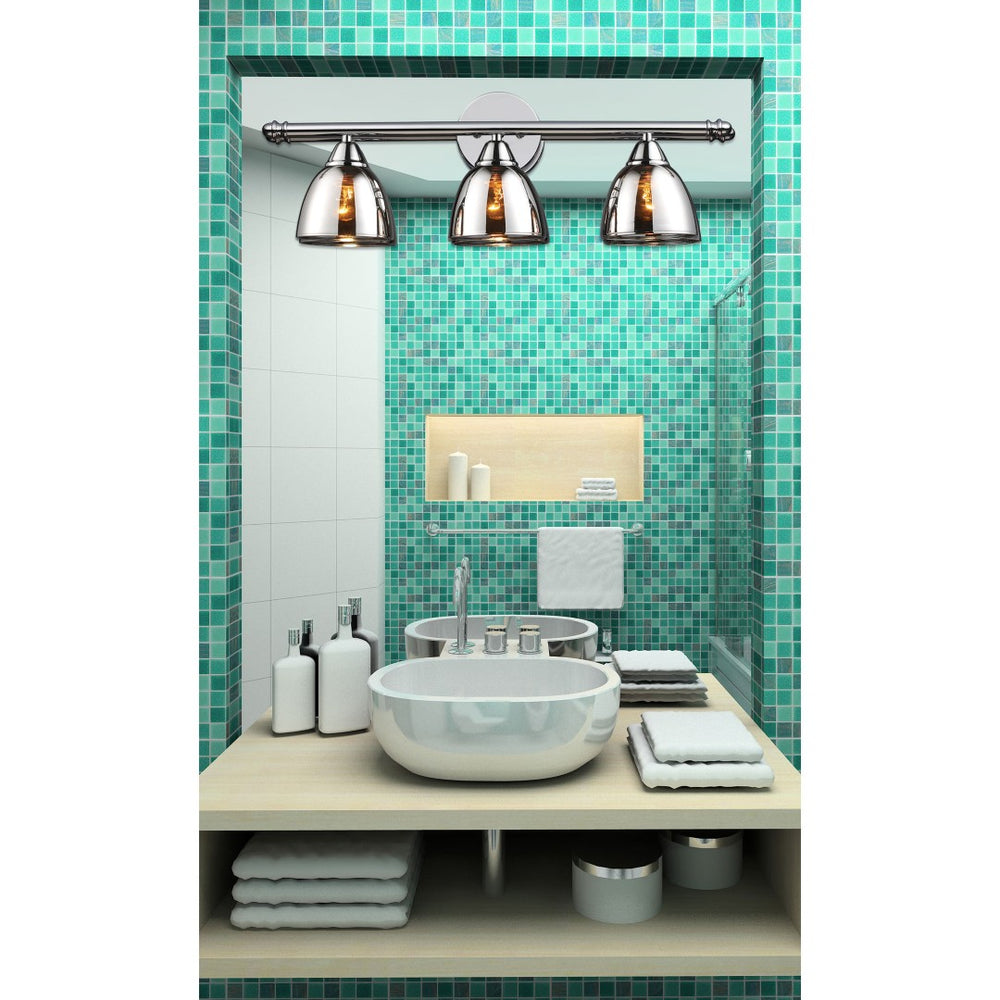Atlas Reflections 3-Light Vanity Light Fixture - Polished Chrome with Curved Glass Shades for Modern Style WL11424-CH