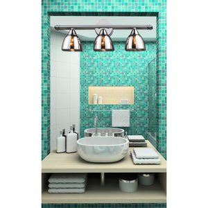 Atlas Reflections 3-Light Vanity Light Fixture - Polished Chrome with Curved Glass Shades for Modern Style WL11424-CH