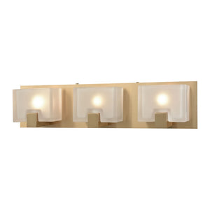 Atlas Ridgecrest Modern 3-Light Vanity Light Fixture - Geometric Design with Frosted Glass Shades for Elegance Satin Brass 21'' WL11425-BS