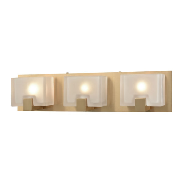 Atlas Ridgecrest Modern 3-Light Vanity Light Fixture - Geometric Design with Frosted Glass Shades for Elegance Satin Brass 21'' WL11425-BS