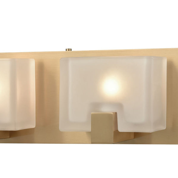 Atlas Ridgecrest Modern 3-Light Vanity Light Fixture - Geometric Design with Frosted Glass Shades for Elegance Satin Brass 21'' WL11425-BS