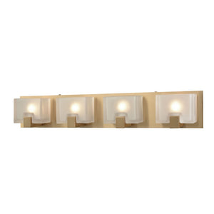 Atlas Ridgecrest Modern 3-Light Vanity Light Fixture - Geometric Design with Frosted Glass Shades for Elegance Satin Brass 28'' WL11426-BS