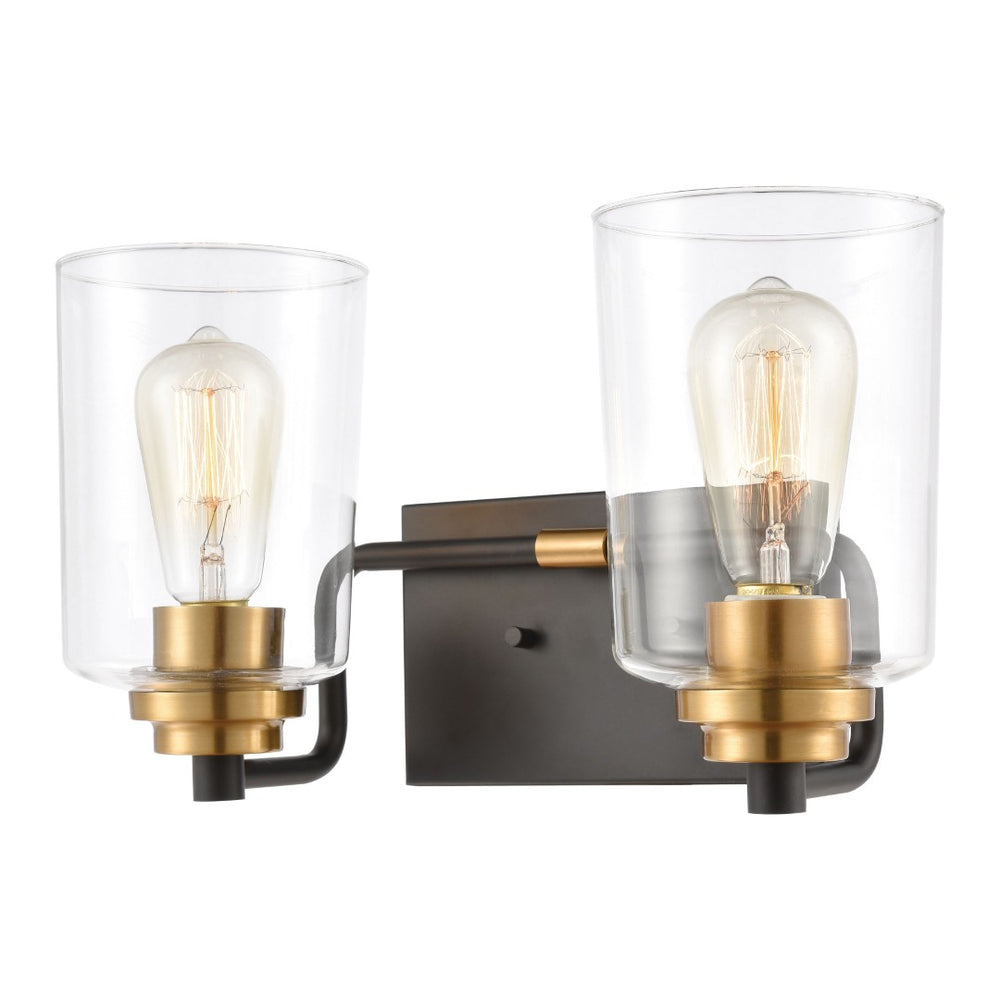 Atlas Robins 2-Light Vanity Light Fixture - Industrial-Modern Design with Clear Glass for Elegant Illumination Matte Black 14'' WL11428-BK