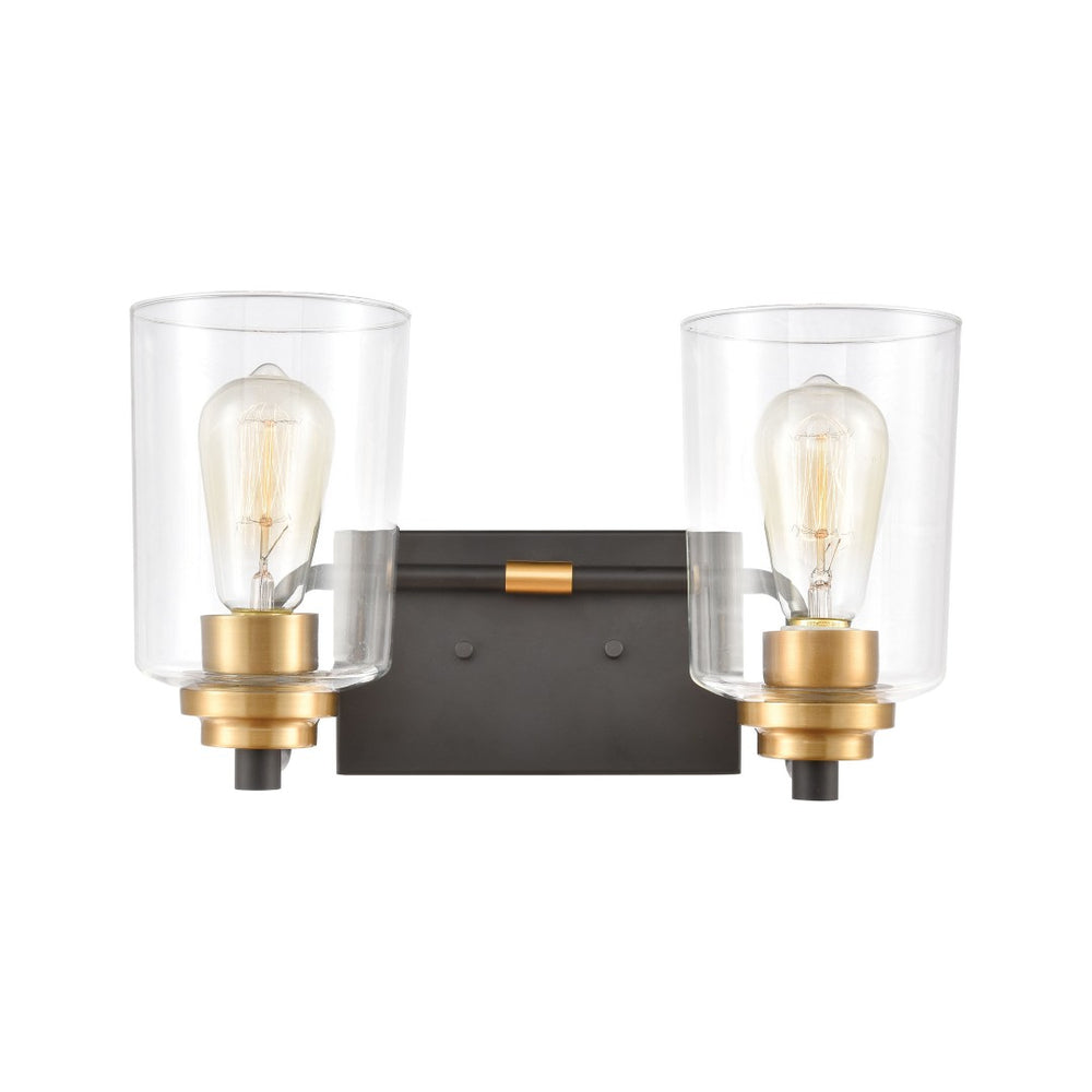 Atlas Robins 2-Light Vanity Light Fixture - Industrial-Modern Design with Clear Glass for Elegant Illumination Matte Black 14'' WL11428-BK