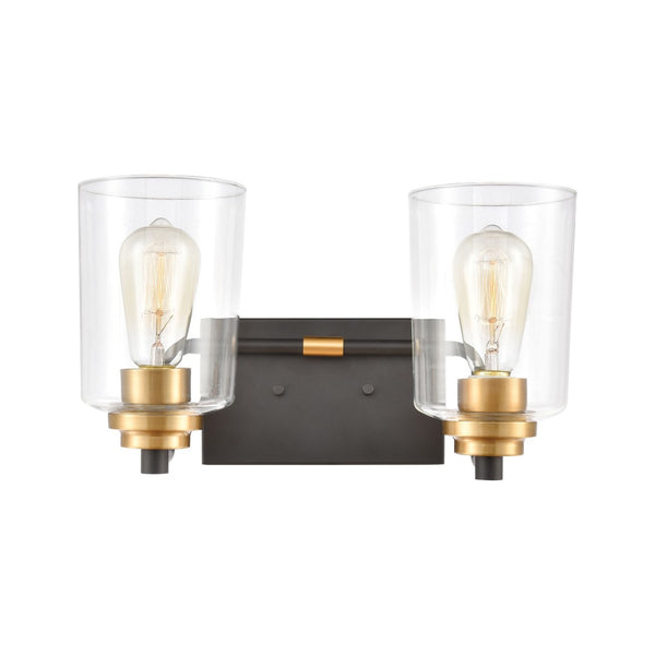 Atlas Robins 2-Light Vanity Light Fixture - Industrial-Modern Design with Clear Glass for Elegant Illumination Matte Black 14'' WL11428-BK