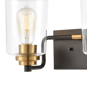 Atlas Robins 2-Light Vanity Light Fixture - Industrial-Modern Design with Clear Glass for Elegant Illumination Matte Black 14'' WL11428-BK
