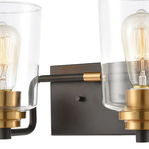 Atlas Robins 2-Light Vanity Light Fixture - Industrial-Modern Design with Clear Glass for Elegant Illumination Matte Black 14'' WL11428-BK