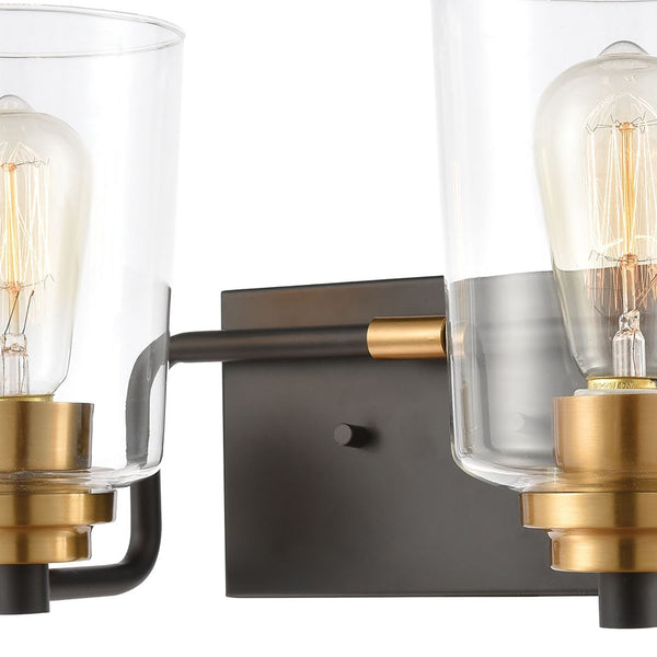Atlas Robins 2-Light Vanity Light Fixture - Industrial-Modern Design with Clear Glass for Elegant Illumination Matte Black 14'' WL11428-BK