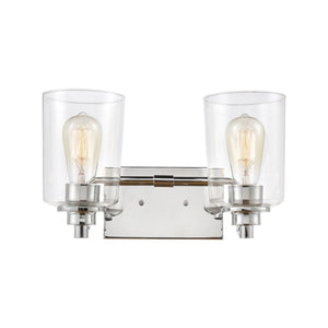 Atlas Robins 2-Light Vanity Light Fixture - Industrial-Modern Design with Clear Glass for Elegant Illumination Polished Chrome with Clear Glass WL11428-CH