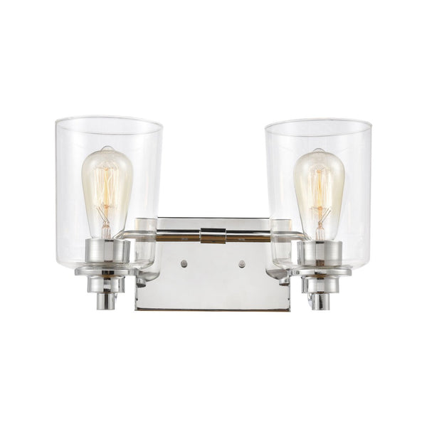 Atlas Robins 2-Light Vanity Light Fixture - Industrial-Modern Design with Clear Glass for Elegant Illumination Polished Chrome with Clear Glass WL11428-CH