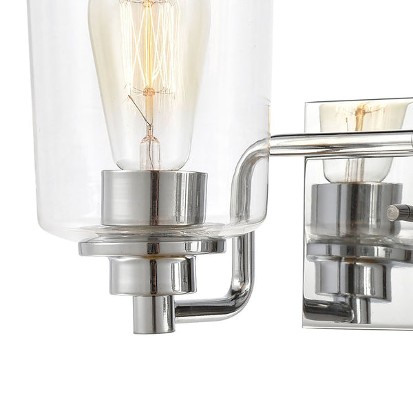 Atlas Robins 2-Light Vanity Light Fixture - Industrial-Modern Design with Clear Glass for Elegant Illumination Polished Chrome with Clear Glass WL11428-CH