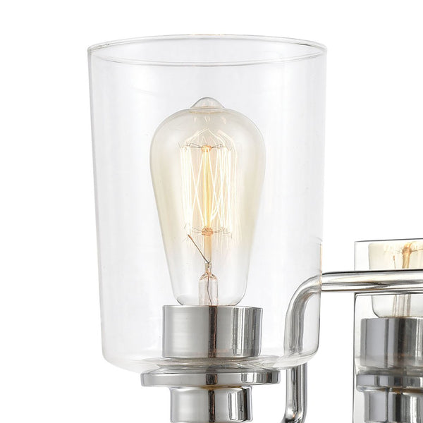 Atlas Robins 2-Light Vanity Light Fixture - Industrial-Modern Design with Clear Glass for Elegant Illumination Polished Chrome with Clear Glass WL11428-CH