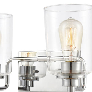 Atlas Robins 2-Light Vanity Light Fixture - Industrial-Modern Design with Clear Glass for Elegant Illumination Polished Chrome with Clear Glass WL11428-CH