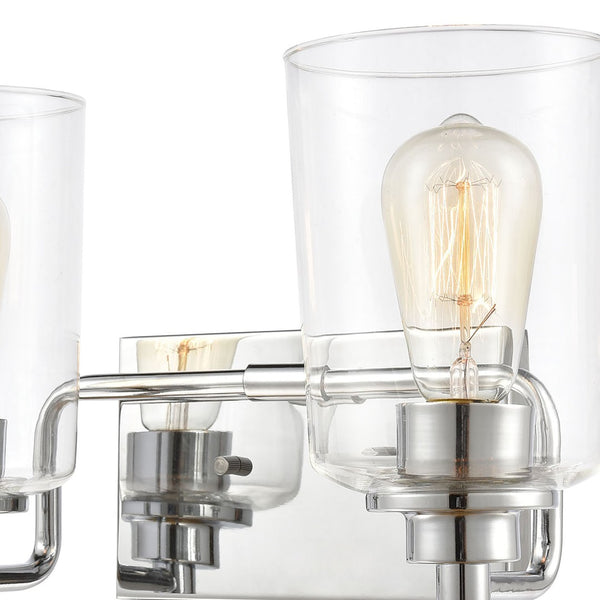 Atlas Robins 2-Light Vanity Light Fixture - Industrial-Modern Design with Clear Glass for Elegant Illumination Polished Chrome with Clear Glass WL11428-CH