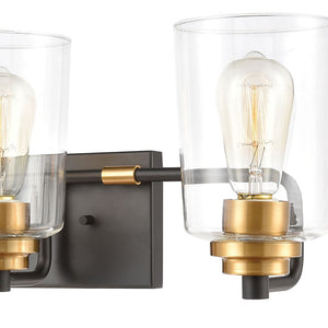 Atlas Robins 2-Light Vanity Light Fixture - Industrial-Modern Design with Clear Glass for Elegant Illumination Matte Black 23'' WL11429-BK