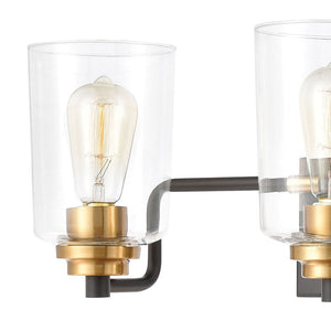 Atlas Robins 2-Light Vanity Light Fixture - Industrial-Modern Design with Clear Glass for Elegant Illumination Matte Black 23'' WL11429-BK