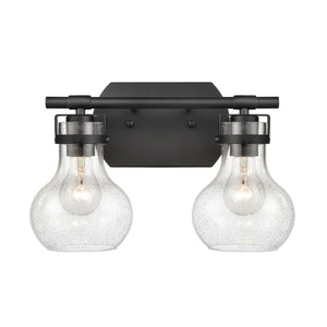 Atlas Salamanca 2-Light Vanity Light - Sculptural Design with Curved Glass Shades for Modern Spaces Matte Black 15.5'' WL11431-BK