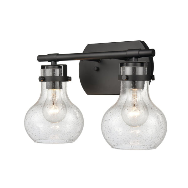 Atlas Salamanca 2-Light Vanity Light - Sculptural Design with Curved Glass Shades for Modern Spaces Matte Black 15.5'' WL11431-BK